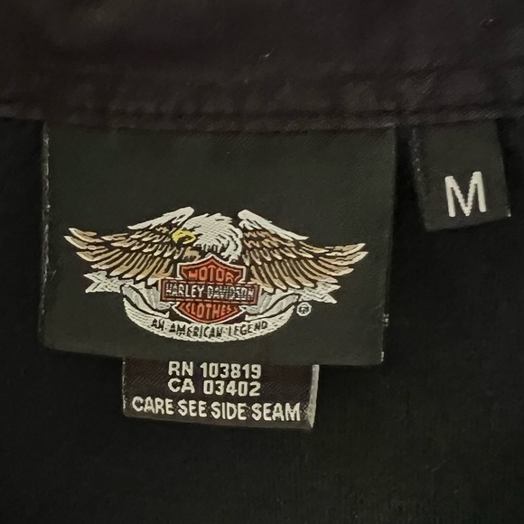 Harley-Davidson Y2K Long Sleeve Polo T-shirt with Red Embroidery Size Medium - Picture 5 of 11